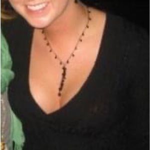 Black dangle necklace with matching earrings